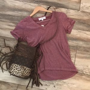 Hippie Rose vneck tee shirt pink